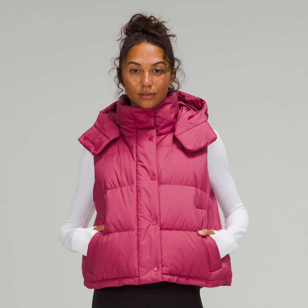 Lululemon Wunder Puff Cropped Vest Pink Lychee Size 4